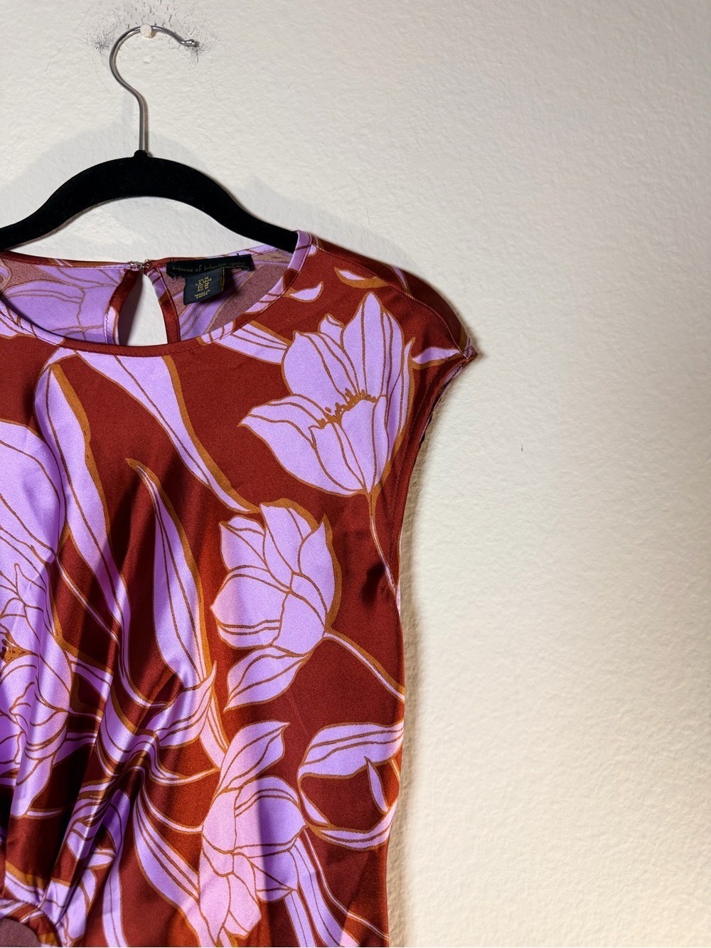 House of Harlow 1960 Cassia Floral Ring Maxi Dress Purple Brown M - Picture 9 of 12
